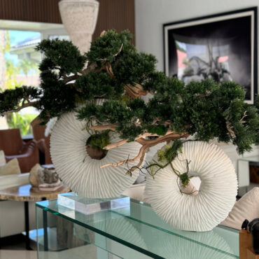 mediano eternidad jarrón con colgante bonsái árbol y madera-a-la-deriva