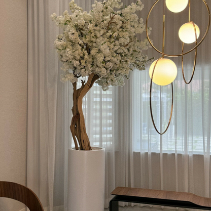 mate beige st. tropez jarrón con blanco cerezo flor árbol